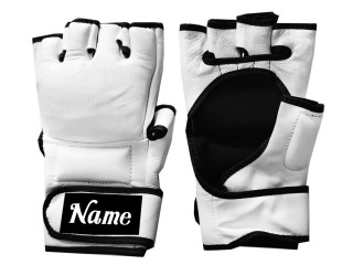 Custom Real Leather MMA Gloves : KNGCUST-MMA-White