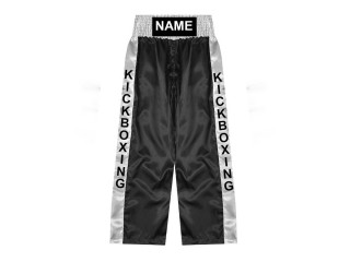 Custom made kickboxing pants, long kickboxing pants, embroidered name: KNPANTS-001-black