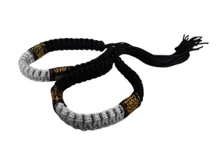 Prajied Muay Thai Arm Bands : Thai Style Black-Silver