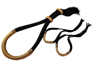 Muay Thai Head band + Arm bands : Thai Style Black/Gold