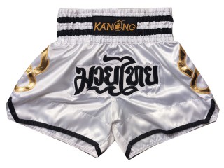 Kanong Kids Muay Thai Kick boxing Shorts : KNS-143-White-K