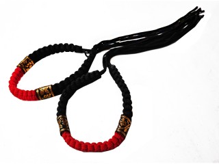 Prajied Muay Thai Arm Bands : Thai Style Black/Red