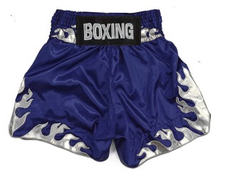 Custom Navy Flame Boxing Pants : KNBSH-038-Navy