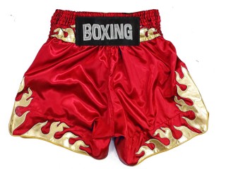 Custom Red Flame Boxing Shorts : KNBSH-038-Red