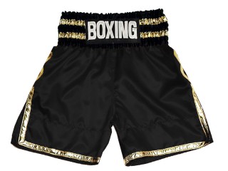 Custom design Satin Boxing trunks : KNBSH-039-Black