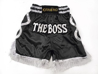 Personalised Satin Boxing Shorts : KNBXCUST-2048-Black