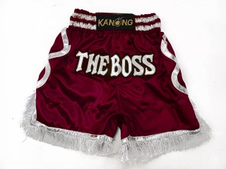 Custom design Satin Boxing Shorts : KNBXCUST-2048-Maroon