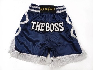 Custom design Satin Boxing trunks : KNBXCUST-2048-Navy