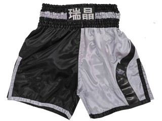 Personalise training Boxing Shorts : KNBXCUST-2049-Black-Grey