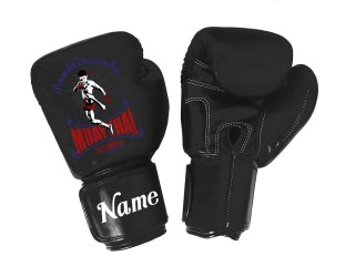 Customised Black Boxing Gloves : KNGCUST-097