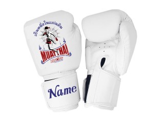 Custom White Boxing Gloves : KNGCUST-098