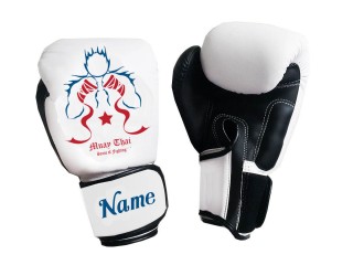 Customised White Boxing Gloves : KNGCUST-102