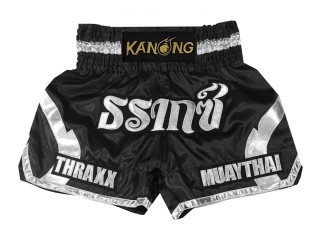 Customize Black Thai Flame Muay Thai Shorts : KNSCUST-1203