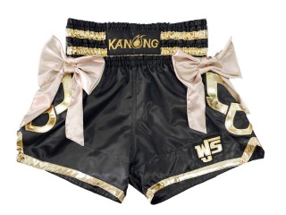 Custom Muay Thai Shorts with bows : KNSCUST-1232 Black