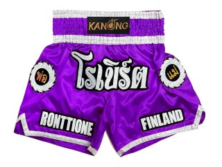 Customize Old school Muay Thai Shorts with tassles : KNSCUST-1242-Purple