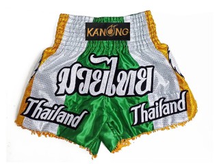 Customize original Muay Thai Shorts with tassles : KNSCUST-1252-Green