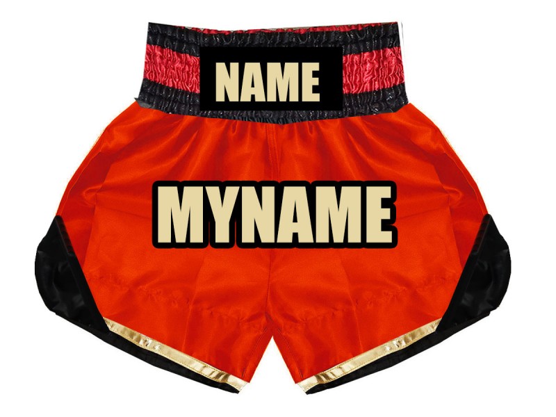 Personalized Red Boxing Shorts , Customize Boxing Trunks : KNBSH-022-Red
